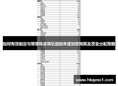 如何有效制定与管理体育俱乐部的年度财政预算及资金分配策略